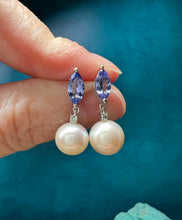 Load image into Gallery viewer, Pearl and Tanzanite Earrings
