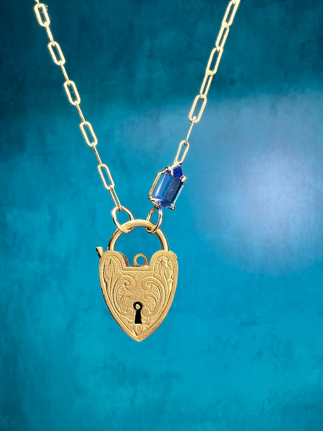 Just Jules Vintage Heart and Sapphire Necklace