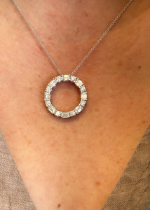 Open Circle Diamond Pendant Necklace-4.49 CTW