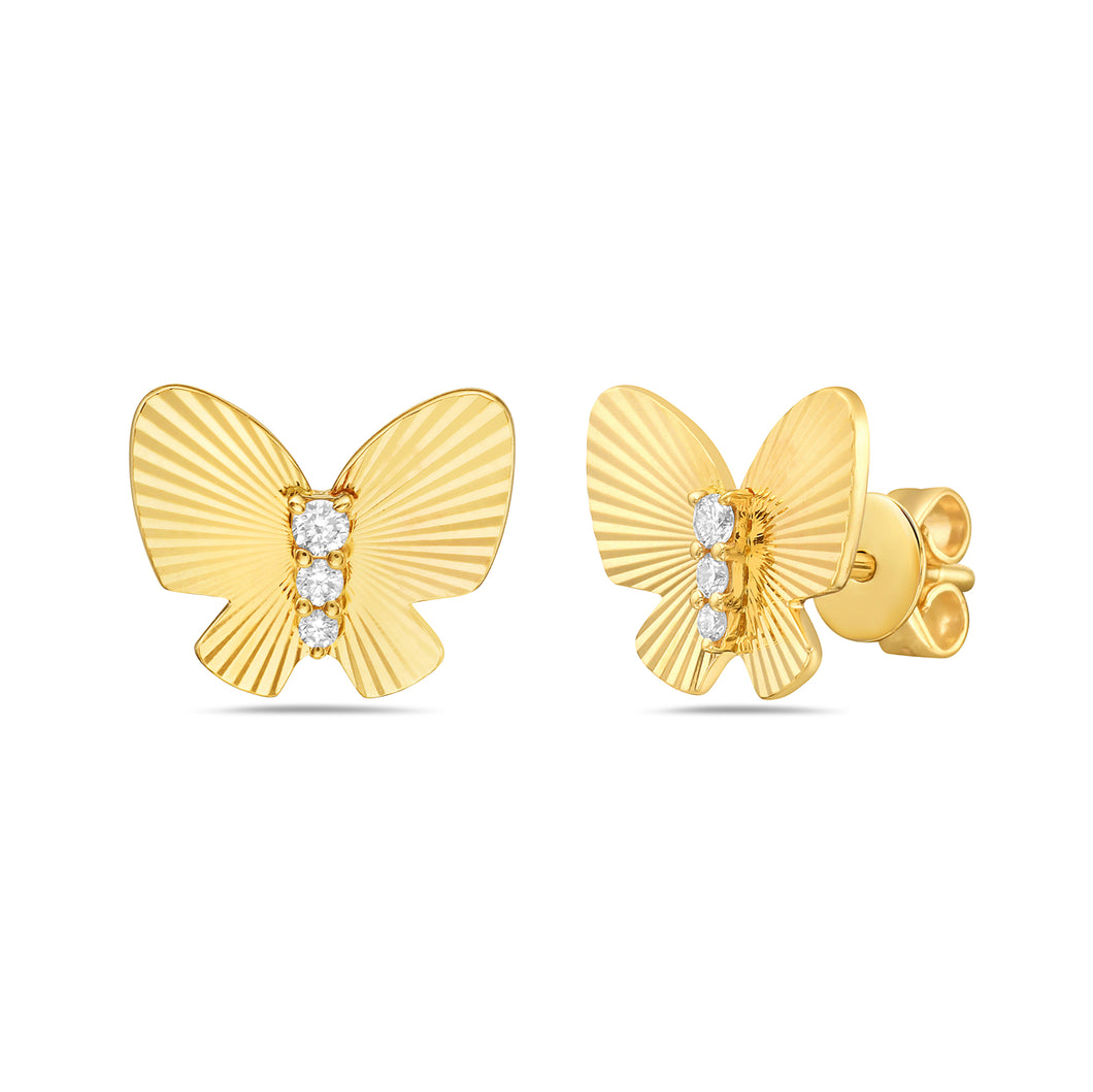 Fluted Butterfly and Diamond Earrings