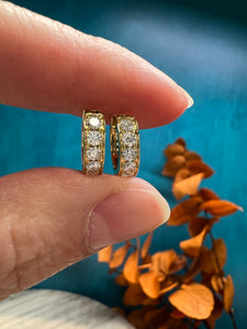 Small Huggie Earrings with Diamonds-.88 ctw