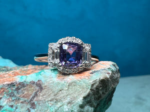 Purple Sapphire and Diamond Ring