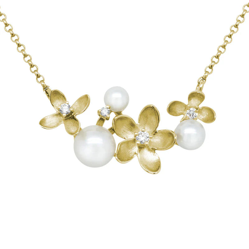 Flower and Pearl Necklace