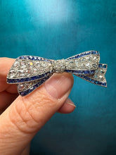 Load image into Gallery viewer, Antique Platinum Brooch with Diamonds and Sapphires

