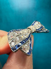 Load image into Gallery viewer, Antique Platinum Brooch with Diamonds and Sapphires
