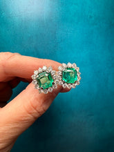 Load image into Gallery viewer, Vintage Emerald and Diamond Earrings

