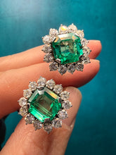 Load image into Gallery viewer, Vintage Emerald and Diamond Earrings
