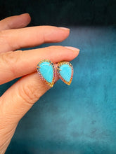 Load image into Gallery viewer, Turquoise and Rainbow Sapphire Stud Earrings
