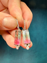 Load image into Gallery viewer, Just Jules Watermelon Tourmaline Dangle Earring-WG
