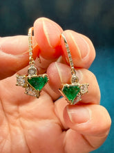 Load image into Gallery viewer, Just Jules Emerald and Diamond Earrings
