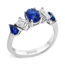 Load image into Gallery viewer, Simon G LR3198 Sapphire and Diamond Band
