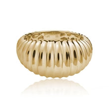 Load image into Gallery viewer, Tapered Gold Band with Diamonds
