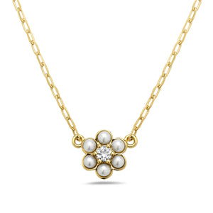 Dainty Pearl Flower Necklace