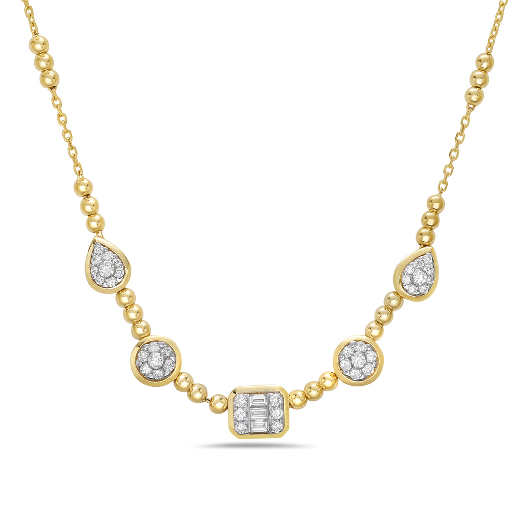 Beaded Station and Diamond Necklace