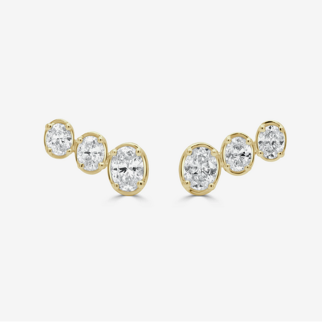 Triple Oval Diamond Stud Earrings