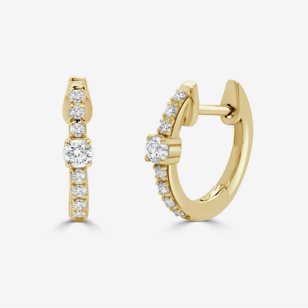 Diamond Huggie Station Earrings
