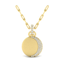 Load image into Gallery viewer, Crescent Moon Diamond Disc Pendant and Chain
