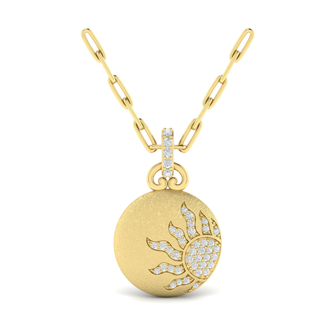 Sunrise Diamond Disc Pendant and Chain