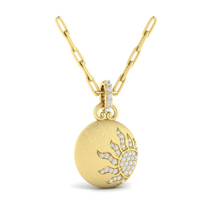 Sunrise Diamond Disc Pendant and Chain