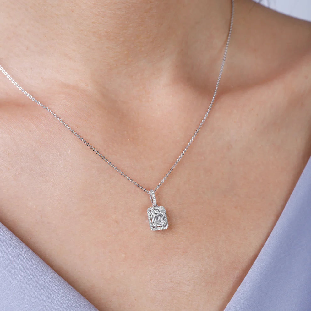 Emerald Cut Mosaic Diamond Pendant