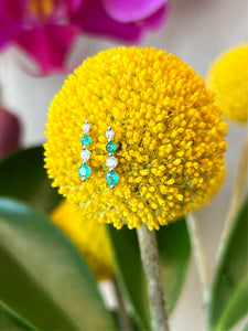 Tiny Graduated Emerald and Diamond Earrings
