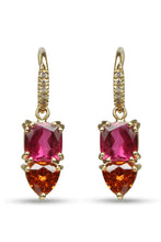 Load image into Gallery viewer, Lauren K Two Stone Earrings-Pink/Mandarin
