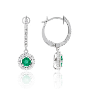 SOLD Dangle Emerald and Diamond Earrings