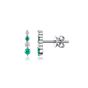 Tiny Graduated Emerald and Diamond Earrings