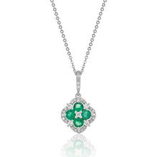 Load image into Gallery viewer, Emerald and Diamond Clover Pendant
