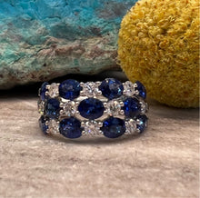 Load image into Gallery viewer, Triple Row Sapphire and Diamond Band
