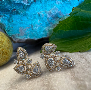 Pear Shape Halo Diamond Earrings
