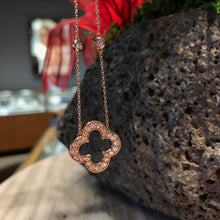 Load image into Gallery viewer, Open Clover Rose Gold Diamond Necklace
