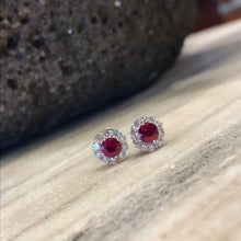 Load image into Gallery viewer, Ruby and Diamond Studs Earrings
