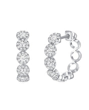 Load image into Gallery viewer, Round Diamond Halo Huggie Hoops
