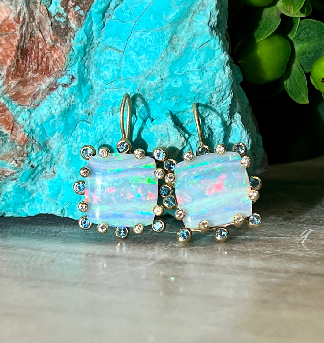 Suzy Landa Square Opal Earrings