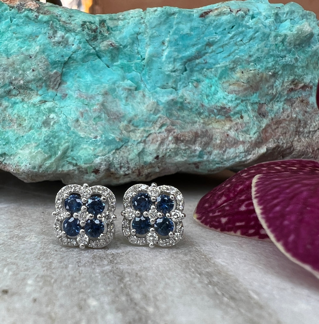 Sapphire and Diamond Clover Earrings