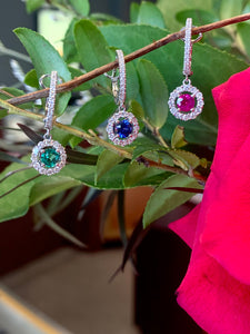 SOLD Dangle Emerald and Diamond Earrings
