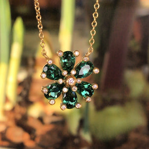 Suzy Landa Green Tourmaline Flower Necklace
