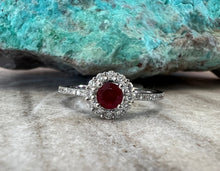 Load image into Gallery viewer, Halo Style Ruby and Diamond Ring
