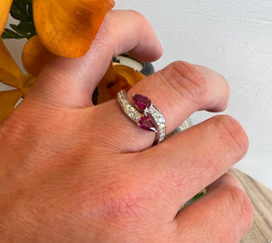 Ruby and Diamond Bypass Ring
