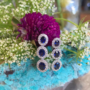 Triple Sapphire and Diamond Earrings