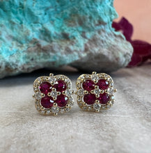 Load image into Gallery viewer, Ruby and Diamond Clover Earrings
