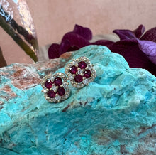 Load image into Gallery viewer, Ruby and Diamond Clover Earrings
