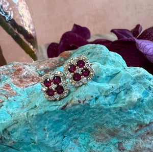 Ruby and Diamond Clover Earrings