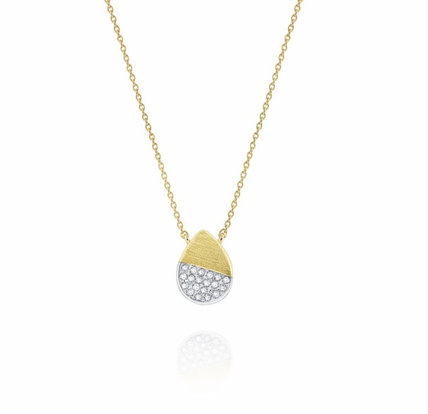 Brushed Gold and Diamond Necklace