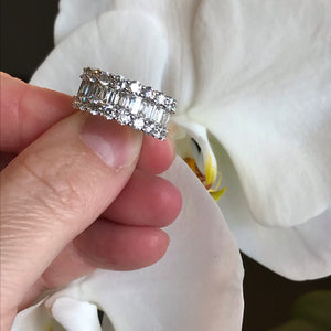 Wide Round and Baguette Diamond Band