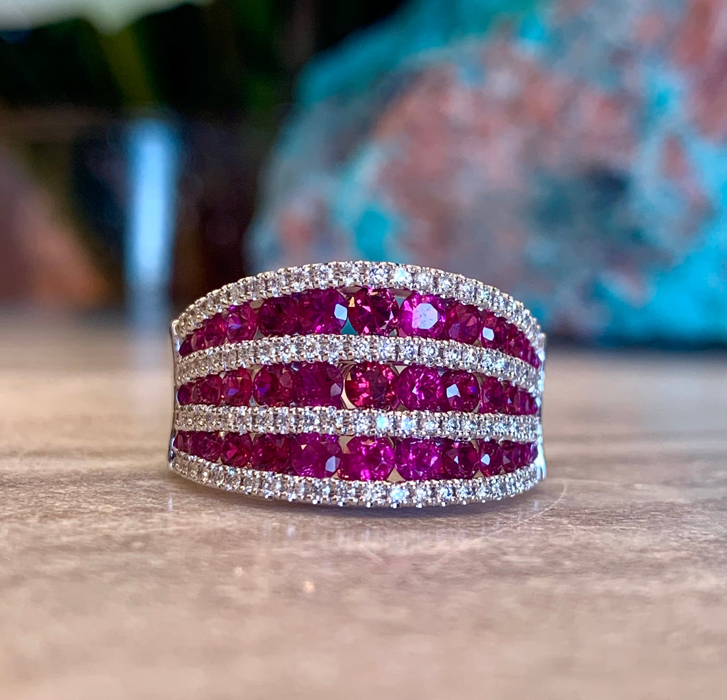 Wide Ruby and Diamond Band
