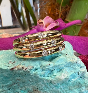 Three Row Split Ring with Diamonds
