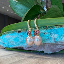 Load image into Gallery viewer, Lauren K Pearl and Garnet Earrings
