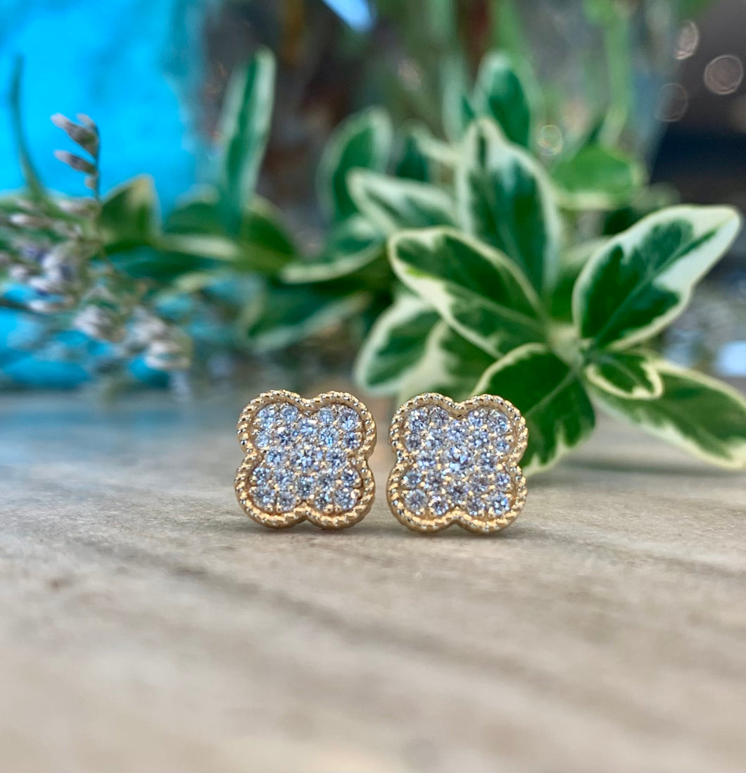 Clover Pave set Diamond Earrings